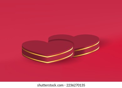 Podium round stage for chinese Valentine's day with red and gold heart gradient base