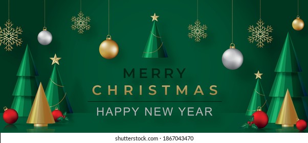 Podium round stage style, for Merry christmas and happy new year and festivals or greeting festival with red paper cut art and craft on color backgroung with festive elements