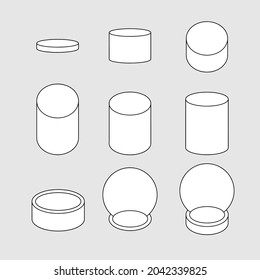 podium round table shape line drawing vector set pack