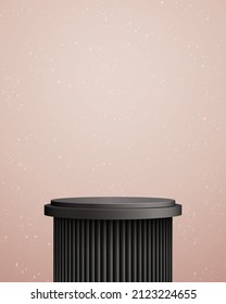 Podium scene template for product presentation with abstract background, realistic modern pedestal mockup.