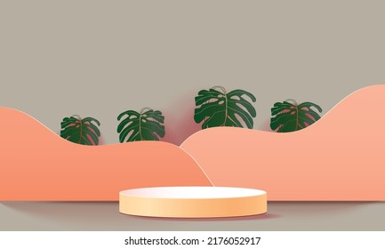 podium set minimal modern color white pastel mockup shape stand 