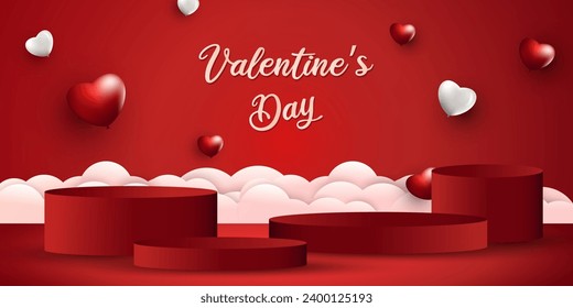 podium set with valentine's day theme