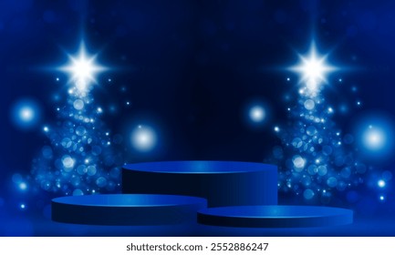 Podium shape for show cosmetic product display for christmas day or new years Typographical Christmas color background