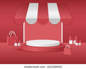 podium show product abstract geometric simple background 3d vector illustration