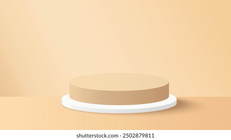 Podium to show product on beige background. Beige minimal scene for product display presentation. Vector illustration