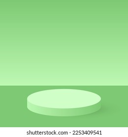 Podium showcase green, vector. Green round pedestal showcase. A minimalistic scene for demonstrating the product layout.