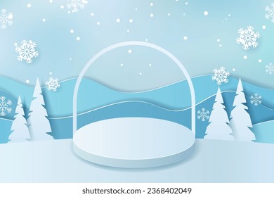 para mostrar productos. podio vacío con diseño minimalista y fondo invernal