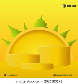 podio de antecedentes en medios sociales con diseño de hoja de hierba kush de cannabis warijuana ganja