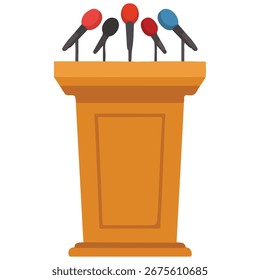 Podio para el debate del altavoz Ilustración vectorial aislada sobre fondo blanco