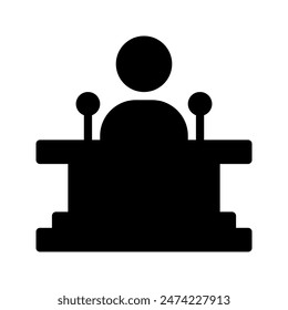 Podium speaker icon. with a soild style. Suitable for use on websites, UI and mobile apps.