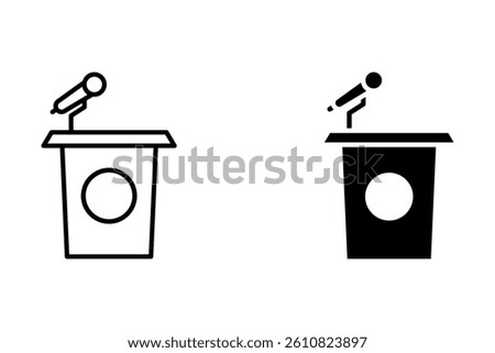 Podium speech icon set. Speaker's podium symbol. conference sign. simple design isolated on white background
