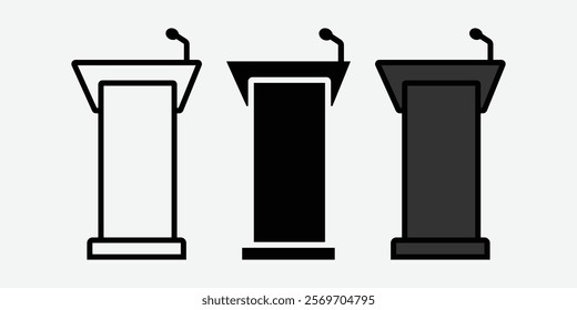 Podium speech icon Vector. Conference sign. Speaker's podium symbol. Flat style stage podium icon.