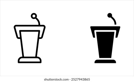 Conjunto de iconos de línea de discurso de podio. Signo de conferencia. Ilustración vectorial sobre fondo blanco