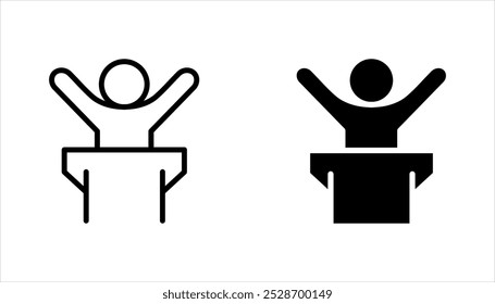 podium speech line icon set. conference sign. vector illustration on white background