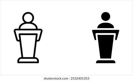 podium speech line icon set. conference sign. vector illustration on white background