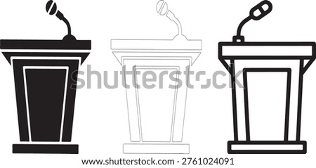 Podium speech presentation microphone vector icon