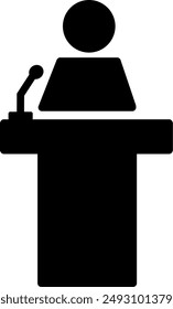 Podium speech vector icon. Speaker podium icon. Replaceable vector design.