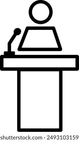  Icono de Vector de voz de podio. Icono del podio del orador. Diseño de Vector reemplazable.