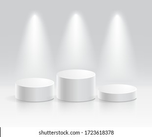  Podium with spotlight vector illustrations.