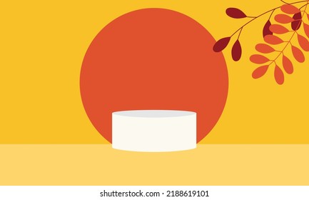 podium stage autumn season paper art colorful for show banner sale vector illustation