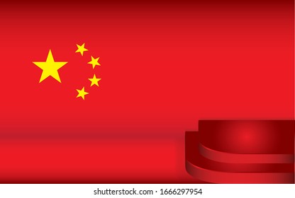 podium stage with china flag shaped on background vector design illustration