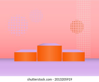 Estadio de podio con para la colocación del producto. Fondo vectorial con colores brillantes gradientes y formas minimalistas