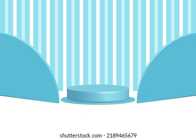 Podium stage studio with stripe vector template