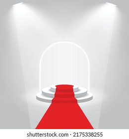 Escenario de podio con focos blancos