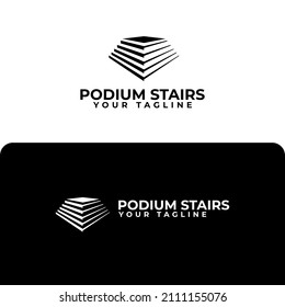 Podium Stairs Logo Vector Illustration . Suitable for your company