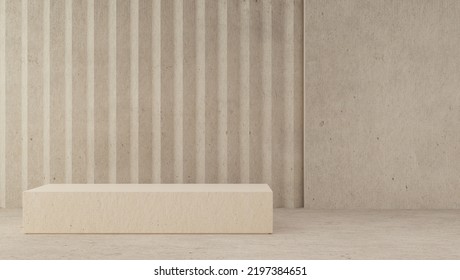 Podium, stand made of paper on pastel, light background with copy space. Mock up for the exhibitions, presentation of products 3D rendering image for minimalist and modern  wall decoration