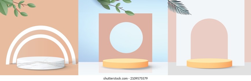 podium stand minimal wall clean vector 3d modern empty design for product mockup display abstract