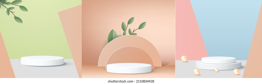 podium stand minimal wall clean vector 3d modern empty design for product mockup display abstract