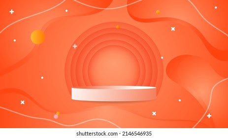 Podium stand product display on orange background,Vector illustration EPS 10