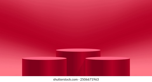 podium stand red, pedestal, product display, podium cosmetic product for display