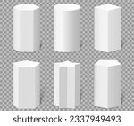 Podium stand set Cylindrical 3d pedestal isolated on transparent. Column platform pillar for display product Empty stage, exhibit display for award ceremony or product presentation Vector illustration