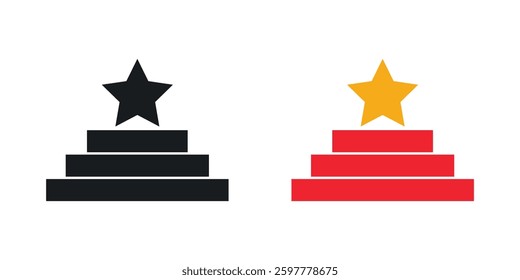 Podium star colored icon set. Stock Vector