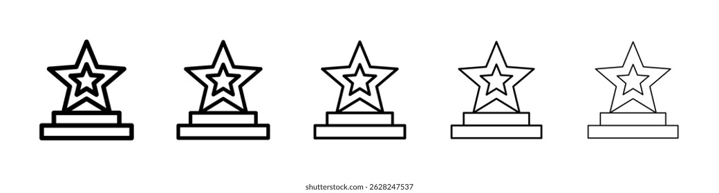 Podium star icon in black. Vector illustration for graphic design