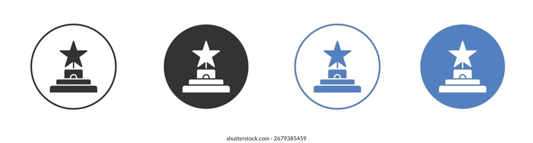 Podium star icon collection for app in black and blue colors