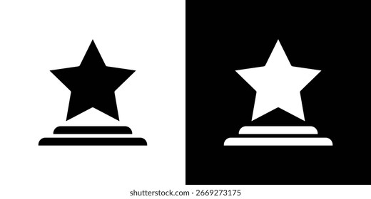 Icono de estrella de podio en conjunto de Vector sólido negro plano
