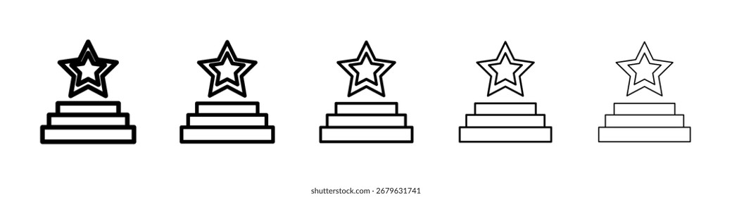 Podium star icon logo in stroke lines collection