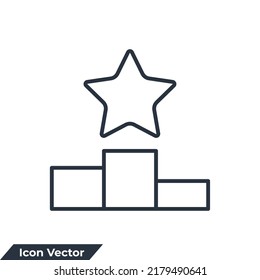 podium with star icon logo vector illustration. ranking symbol template for graphic and web design collection