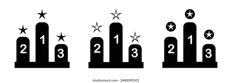 Podium with star icon set. Achievement and award recognition vector symbol. Podium with a star vector.