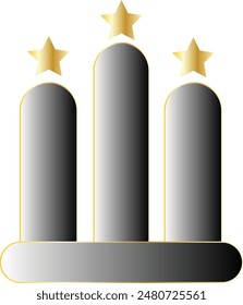 Podium with star icon set. Achievement and award recognition vector symbol for winners.