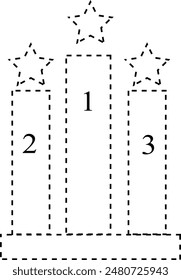 Podium with star icon set. Vector symbol for achievement and award recognition.
