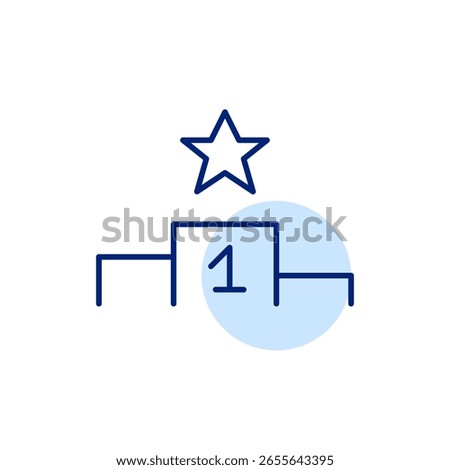 Podium with star on first place winner. Top choice services. Pixel perfect, editable stroke vector icon