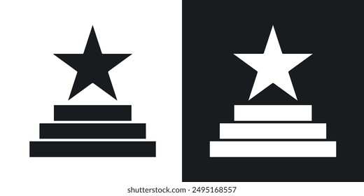 Podium star vector icon set in solid style.