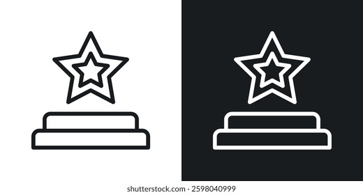 Podium star vector icon set in black and white color.