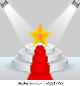 Podium and star. Vector illustration