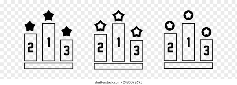 Podium with a star vector. Number one and stars icon. First place ranking symbol. Winner and rating theme. Vector icon.