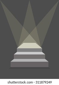 podium with steps and lighting. Pedestal with three stairs. Product stand. Vector illustration does not contain transparency effects and overlay
